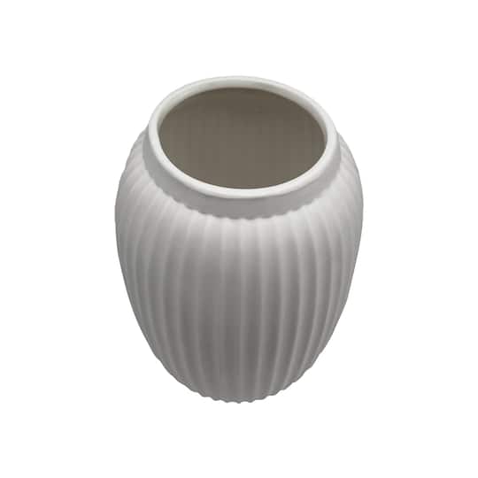 9" White Geometric Fluted Ceramic Vase by Ashland®